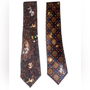 EUC Vintage Warner Bros Looney Tunes Bugs Bunny Cartoon Men’s Neck Ties Silk